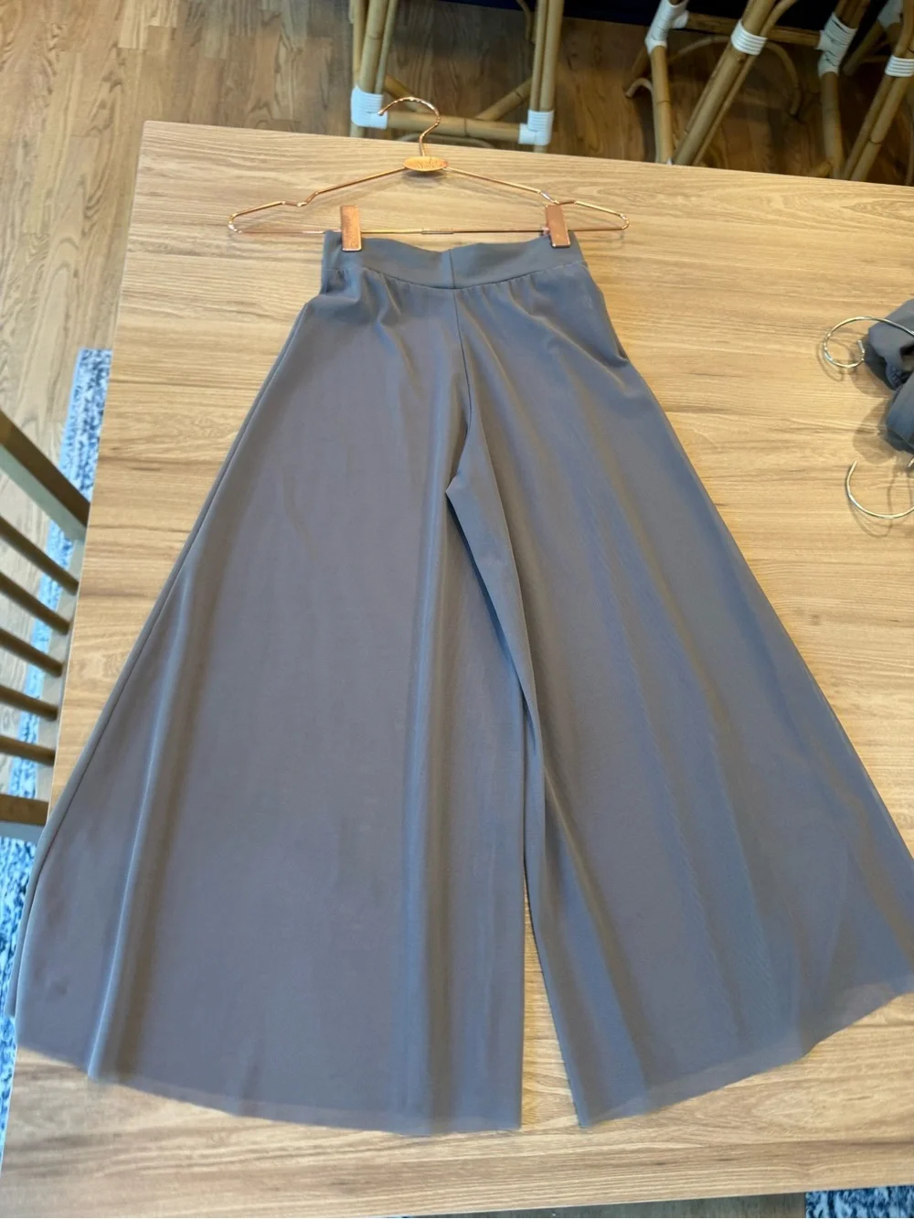 Dance Leotard in Gray with Rhinestones & Sheer Wide Leg Pants - SC small child